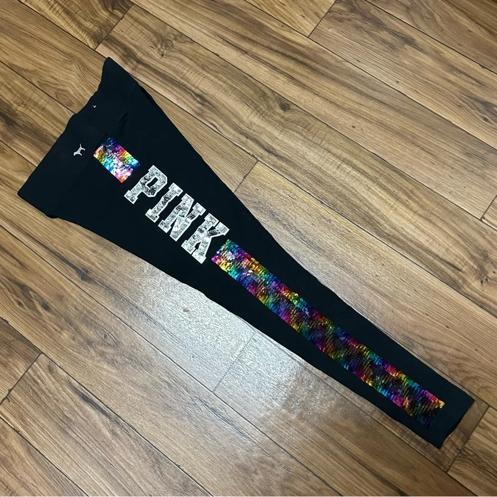 PINK VS RAINBOW BLING YOGA LEGGINGS